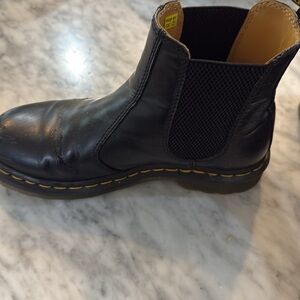 Dr. Martens Black Ankle Boots with Yellow Stitching